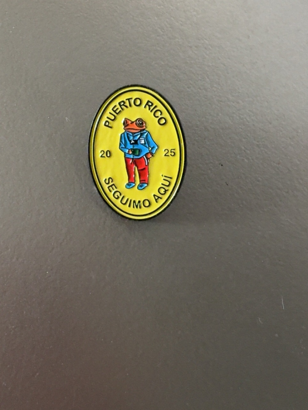 Benito Yellow Puerto Rico Frog Enamel Pin - Seguimo Aqui